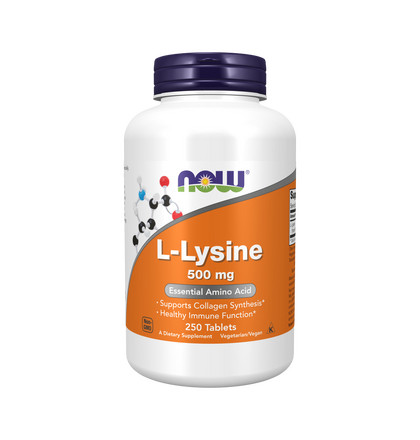 NOW L-Lysine 500 mg, L-Лизин 500 мг, 250 таблеток