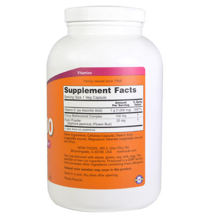 NOW Vitamin C-1000, Витамин С 1000 мг, 500 капсул