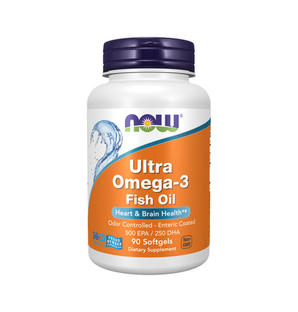 NOW Ultra Omega-3 Fish Oil 500 EPA/250 DHA, Ультра Омега-3 Фиш Ойл 500 ЭПК/250 ДГК, 90 капсул