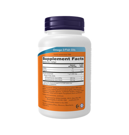NOW Ultra Omega-3 Fish Oil 500 EPA/250 DHA, Ультра Омега-3 Фиш Ойл 500 ЭПК/250 ДГК, 90 капсул