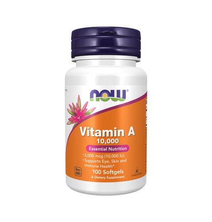 NOW Vitamin А 10,000 Softgels, Витамин А 10000 МЕ, 100 капсул