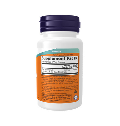 NOW Zinc Picolinate, Цинк пиколинат, 60 капсул