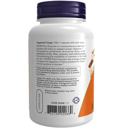 NOW Plant Enzymes, Плант Ферменты, 120 капсул