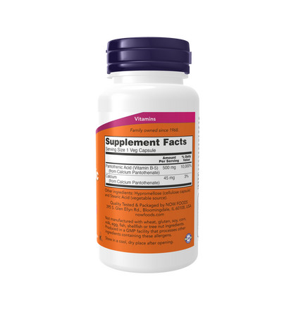 NOW Pantothenic Acid, Пантотеновая кислота, 100 капсул