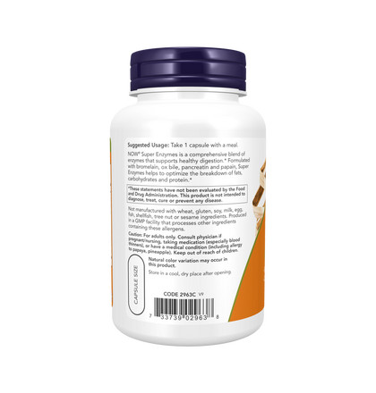 NOW Super Enzymes, Супер Энзимы, 90 капсул