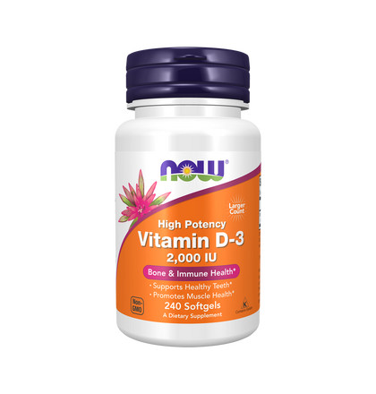 NOW High Potency Vitamin D-3 2000 IU, Высокоэффективный витамин Д-3 2000 МЕ, 240 капсул