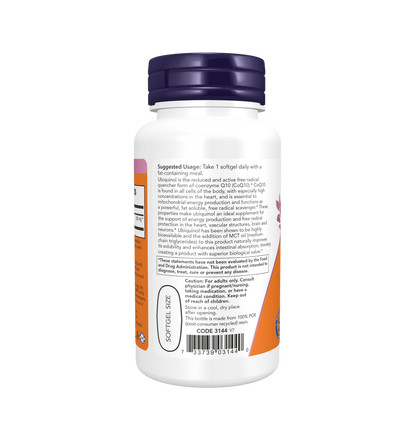 NOW Ubiquinol, Убихинол, 60 капсул