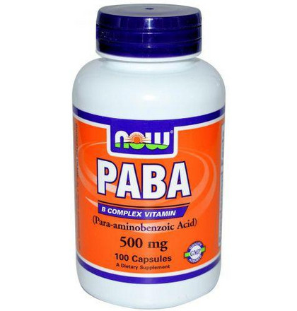 NOW PABA 500 mg, Парааминобензойная кислота (PABA), 100 капсул