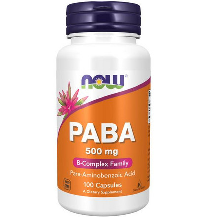 NOW PABA 500 mg, Парааминобензойная кислота (PABA), 100 капсул