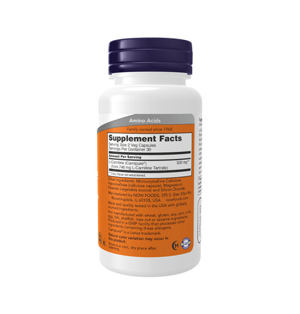 NOW L-Carnitine, L-Карнитин, 60 капсул
