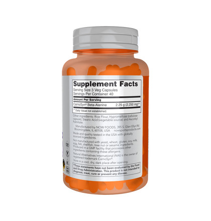 NOW Beta Alanine, Бета Аланин, 120 капсул
