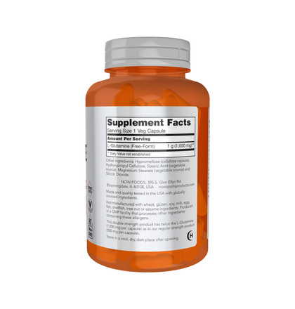 NOW L-Glutamine 1000 mg, L-Глютамин 1000 мг, 120 капсул