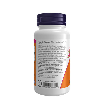 NOW High Potency Vitamin D-3 1000 IU, Высокоэффективный витамин Д-3 1000 МЕ, 180 капсул