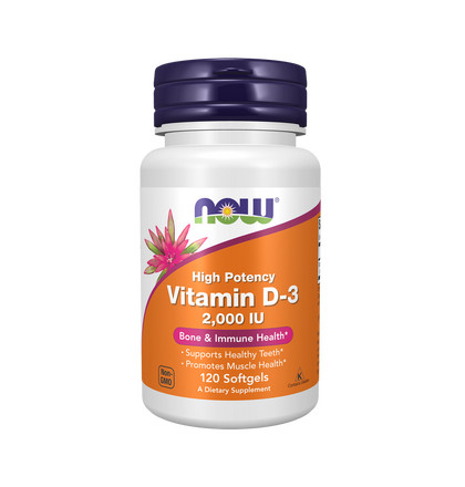NOW High Potency Vitamin D-3 2000 IU, Высокоэффективный витамин Д-3 2000 МЕ, 120 капсул