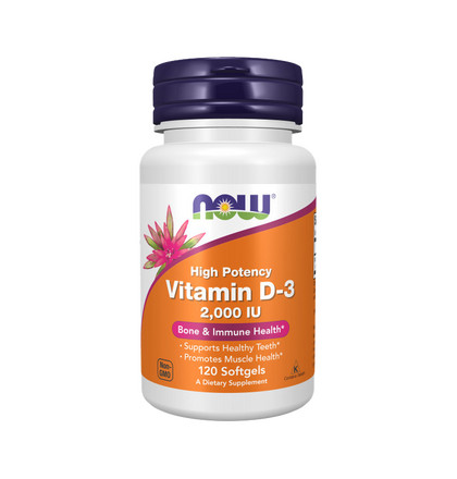 NOW High Potency Vitamin D-3 2000 IU, Высокоэффективный витамин Д-3 2000 МЕ, 120 капсул