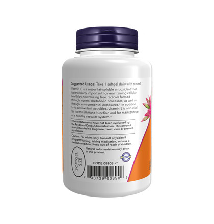 NOW Vitamin E, Натуральный Витамин Е, 100 капсул