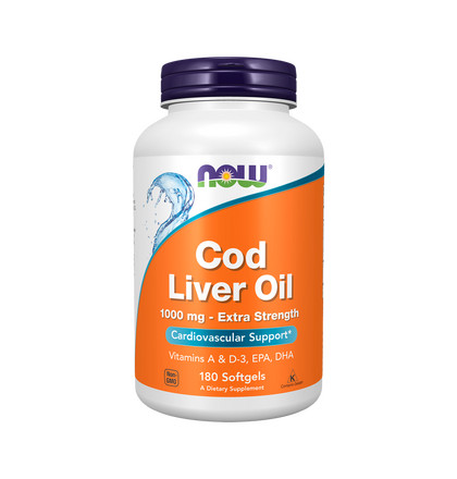 NOW Cod Liver Oil 1000 mg, Рыбий жир из печени трески 1000 мг, 180 капсул