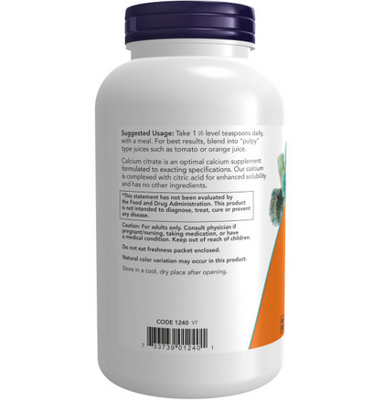 NOW Calcium Citrate, Кальций Цитрат, 227 грамм