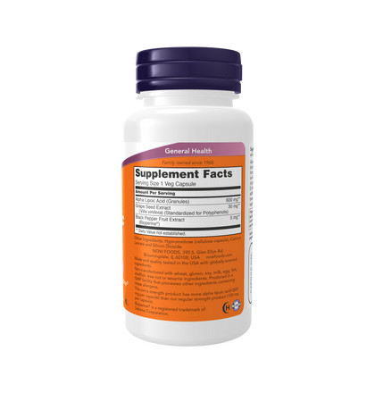 NOW Alpha Lipoic Acid, Альфа-липоевая кислота, 60 капсул