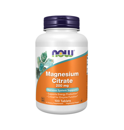 NOW Magnesium Citrate 200 mg, Магния Цитрат 200 мг, 100 таблеток