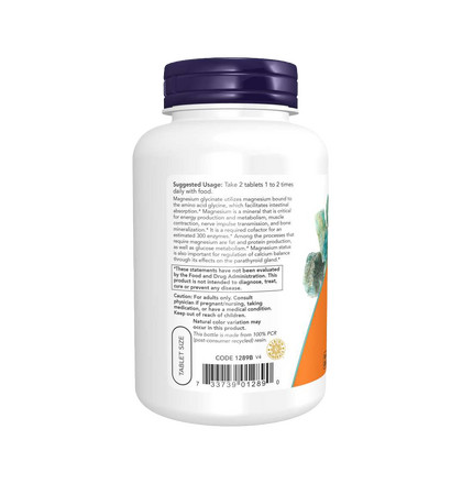 NOW Magnesium Glycinate, Магния Глицинат, 180 таблеток