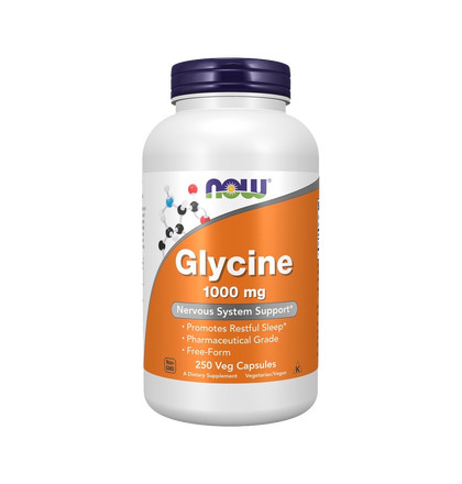 NOW Glycine 1000 mg, Глицинон, 250 капсул