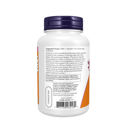 NOW Super Colostrum 500 mg, Супер Колострум 500 мг, 120 капсул