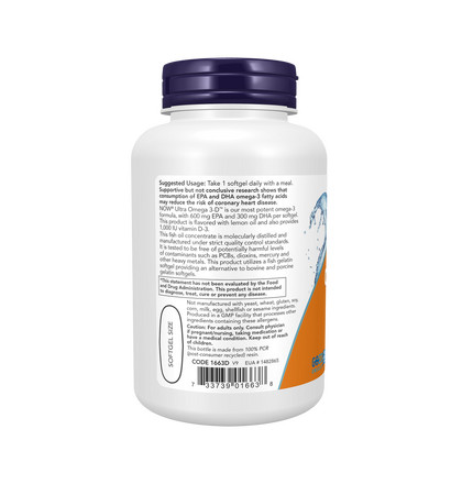NOW Ultra Omega-3, Ультра Омега-3, 180 капсул