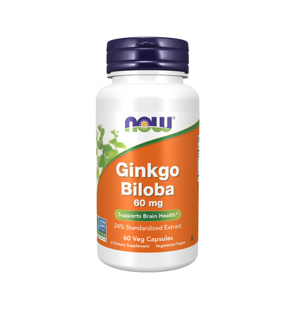 NOW Ginkgo Biloba, Гинкго Плюс, 60 капсул