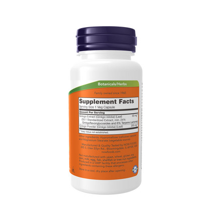 NOW Ginkgo Biloba, Гинкго Плюс, 60 капсул
