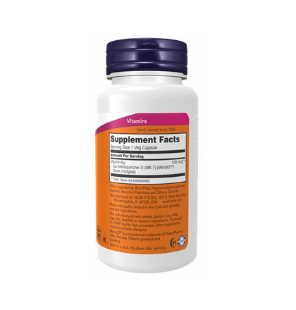 NOW MK-7 Vitamin K-2 100 mcg, МК-7 Витамин К-2 100 мкг, 120 капсул