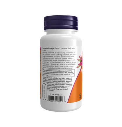 NOW Vitamin K-2 100 mcg, Витамин К-2 100 мкг, 100 капсул