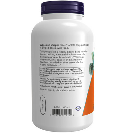 NOW Calcium Citrate, Кальция Цитрат, 250 таблеток