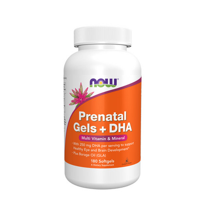 NOW Prenatal Gels + DHA, Прентал + ДГК, 180 капсул