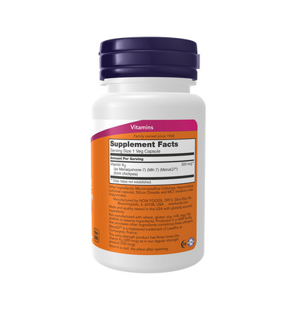 NOW MK-7 Vitamin K-2 100 mcg, МК-7 Витамин К-2 100 мкг, 60 капсул