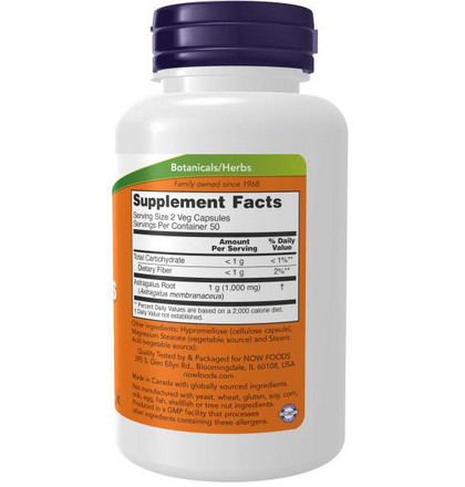 NOW Astragalus 500 mg, Астрагал 500 мг, 100 капсул