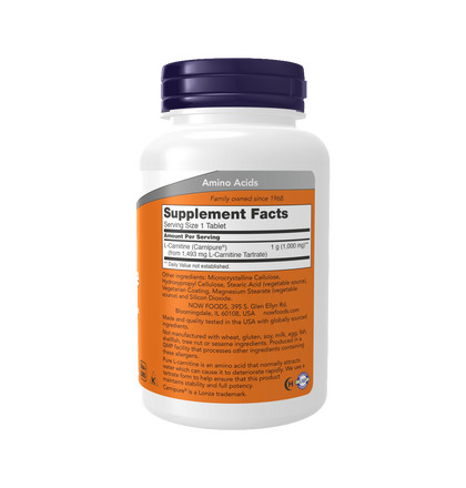 NOW L-Carnitine, L-Карнитин, 100 таблеток