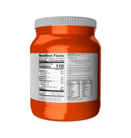 NOW Whey Protein Isolate, Изолят сывороточного протеина, 544 грамм