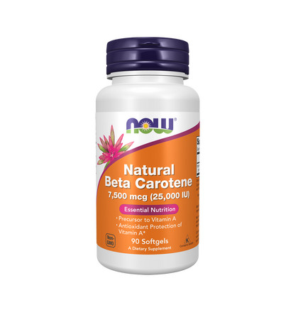 NOW Natural Beta-Carotene, Натуральный Бета-Каротин, 90 капсул