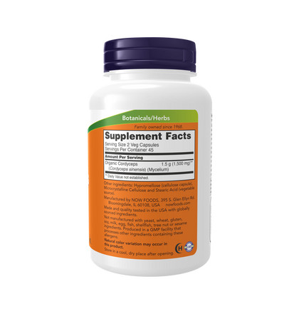 NOW Cordyceps, Кордицепс, 90 капсул