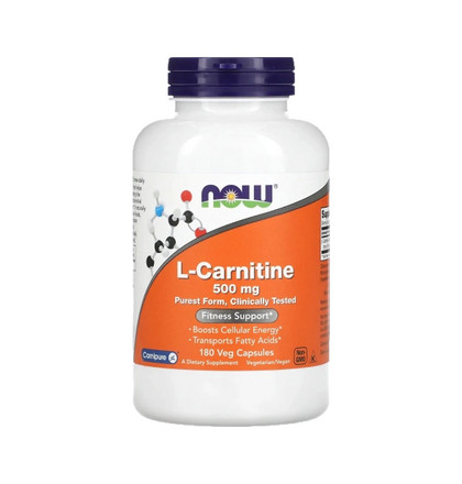 NOW L-Carnitine 500 mg, L-Карнитин 500 мг, 180 капсул
