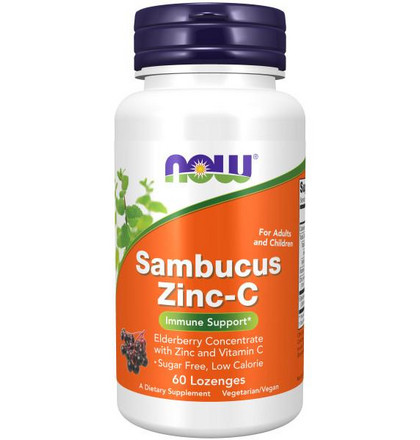 NOW Sambucus Zinc-C, Бузина Цинк-С, 60 таблеток