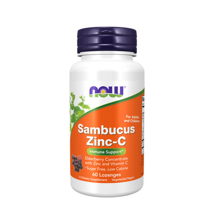 NOW Sambucus Zinc-C, Бузина Цинк-С, 60 таблеток