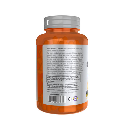NOW Branched Chain Amino Acids, БСАА, 120 капсул