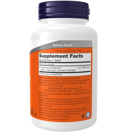 NOW L-Carnitine, L-Карнитин, 50 таблеток