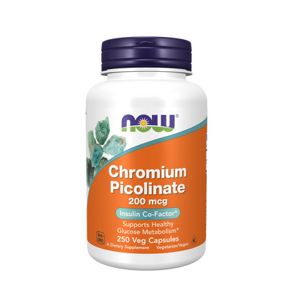 NOW Chromium Picolinate 200 mcg, Хрома Пиколинат 200 мкг, 250 капсул
