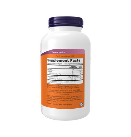 NOW Sunflower Lecithin 1200 mg, Лецитин подсолнечника 1200 мг, 200 капсул