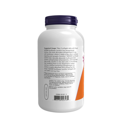 NOW Sunflower Lecithin 1200 mg, Лецитин подсолнечника 1200 мг, 200 капсул